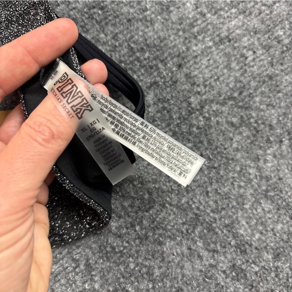 PINK by Victoria’s Secret Shimmer Push-Up Bikini Top NWT Black/Silver size: XL - Picture 7 of 10